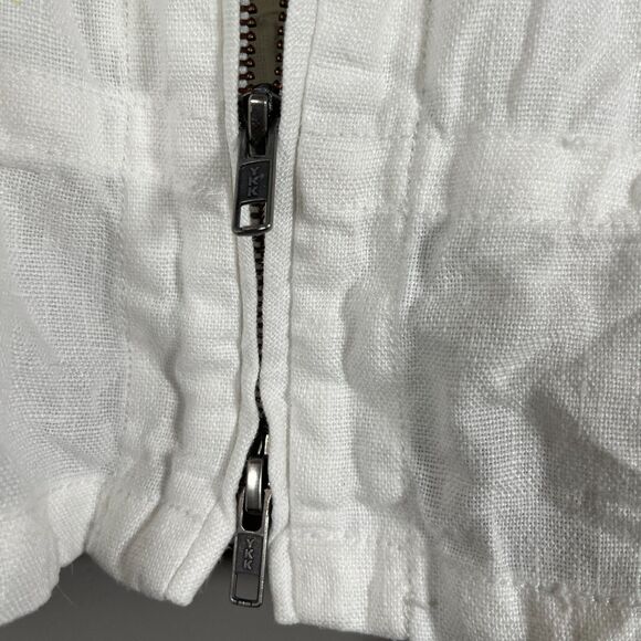 Eileen‎ Fisher Jacket M Organic Linen Full Zip Roll Tab Sleeves Cinch Waist - Picture 5 of 9